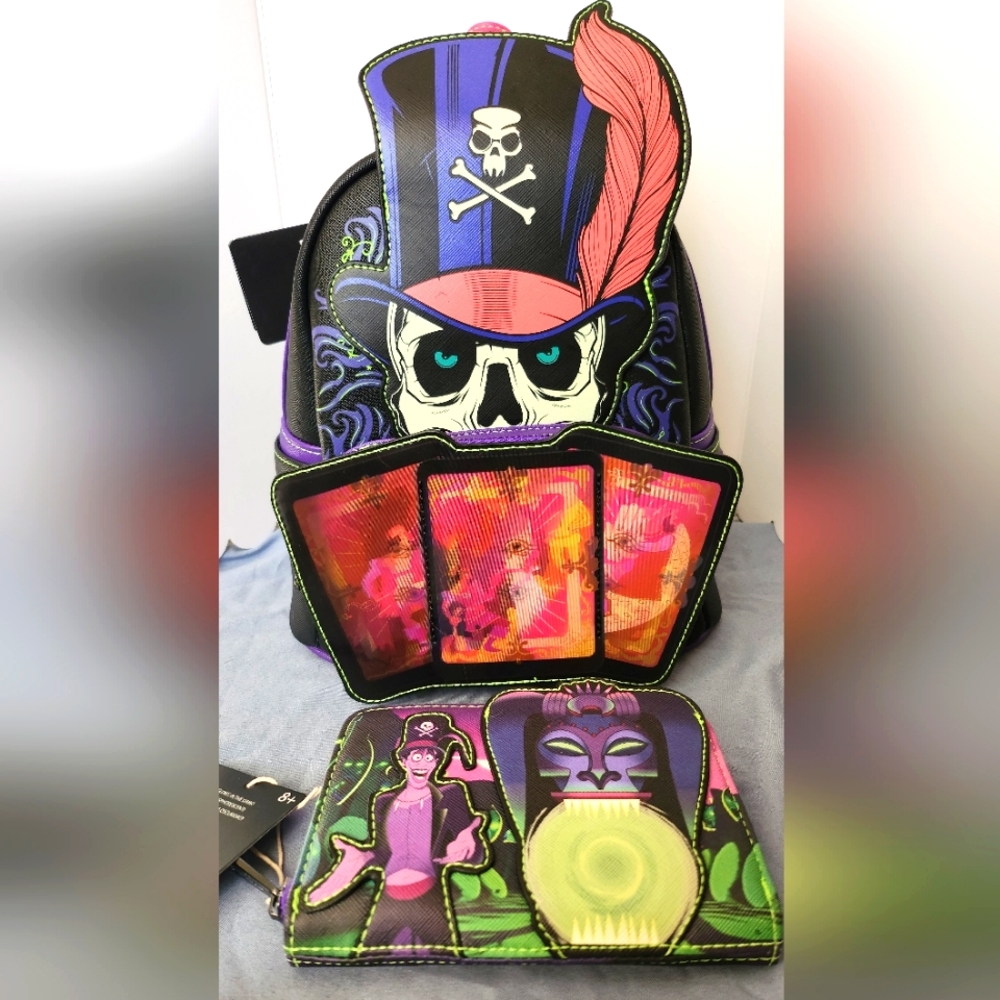 NWT Loungefly Disney Princess and the Frog Dr Facilier Backpack and Wallet S…